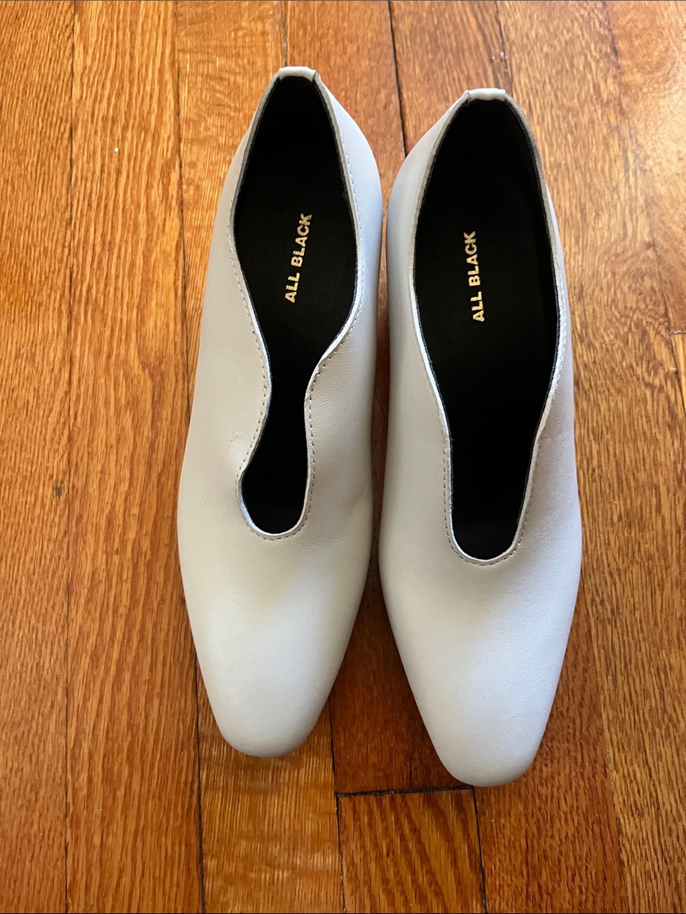 ALL Black Brand Ms Scooped Ivory Block Heels